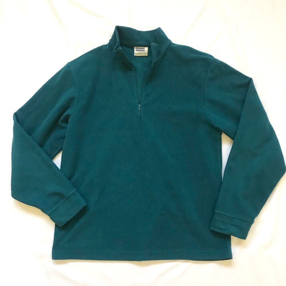 Sahalie Fleece 1/2 Zip Pullover Sweater Womens L / Mens M Teal
